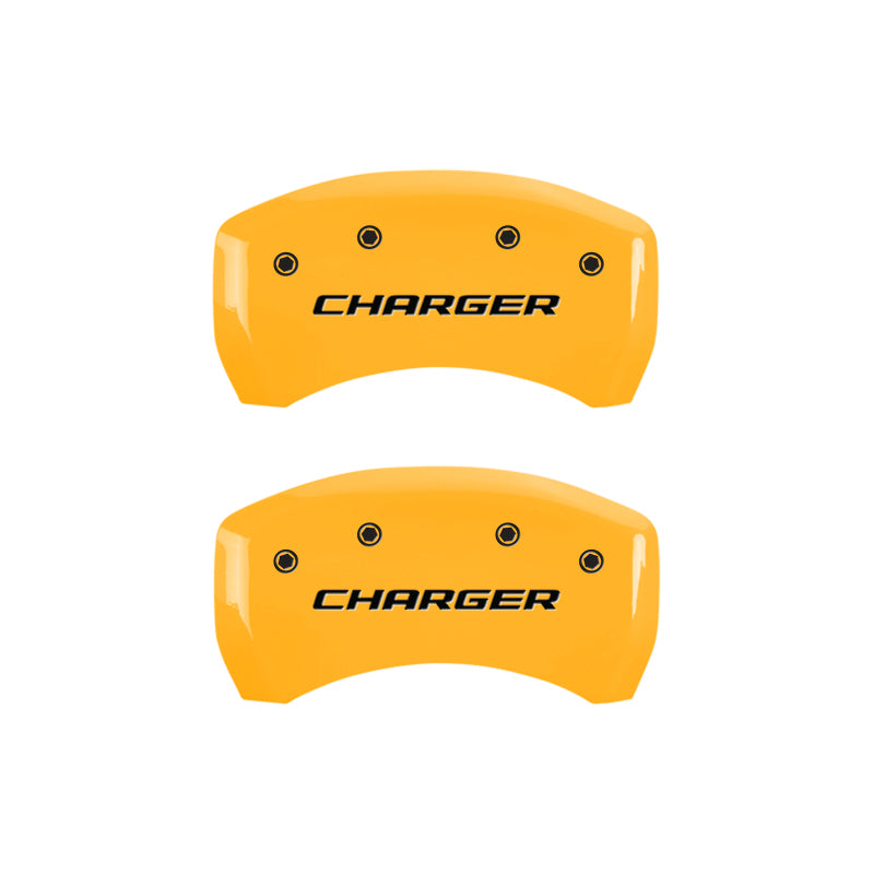MGP 4 Caliper Covers Engraved Front & Rear Block/Charger Yellow finish black ch MGP 4 Caliper Covers Engraved Front & Rear Block/Charger Yellow finish black ch