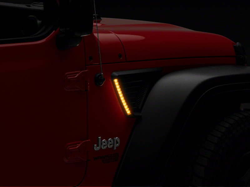 Raxiom 18-23 Jeep Wrangler JL LED Fender Vent Lighting w/ DRL and Turn Signal Raxiom 18-23 Jeep Wrangler JL LED Fender Vent Lighting w/ DRL and Turn Signal