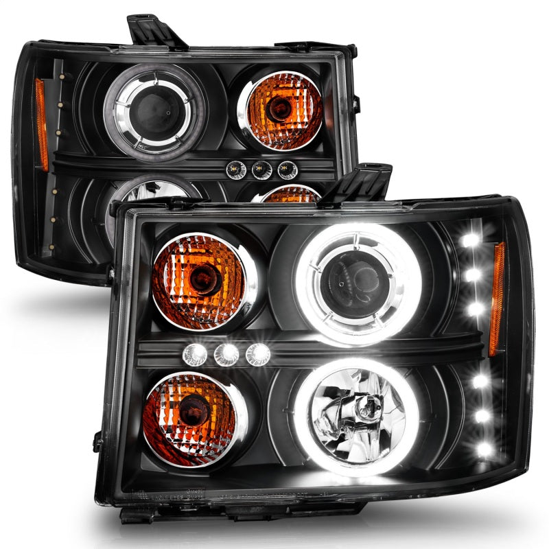 ANZO 2007-2013 Gmc Sierra 1500 Projector Headlights w/ Halo Black ANZO 2007-2013 Gmc Sierra 1500 Projector Headlights w/ Halo Black
