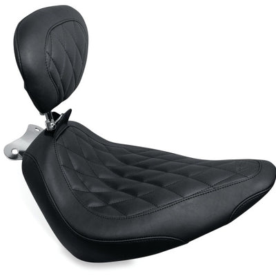 Mustang 00-15 Harley Softail Standard Rear Tire Wide Tripper Solo Seat w/Driver Backrest - Black