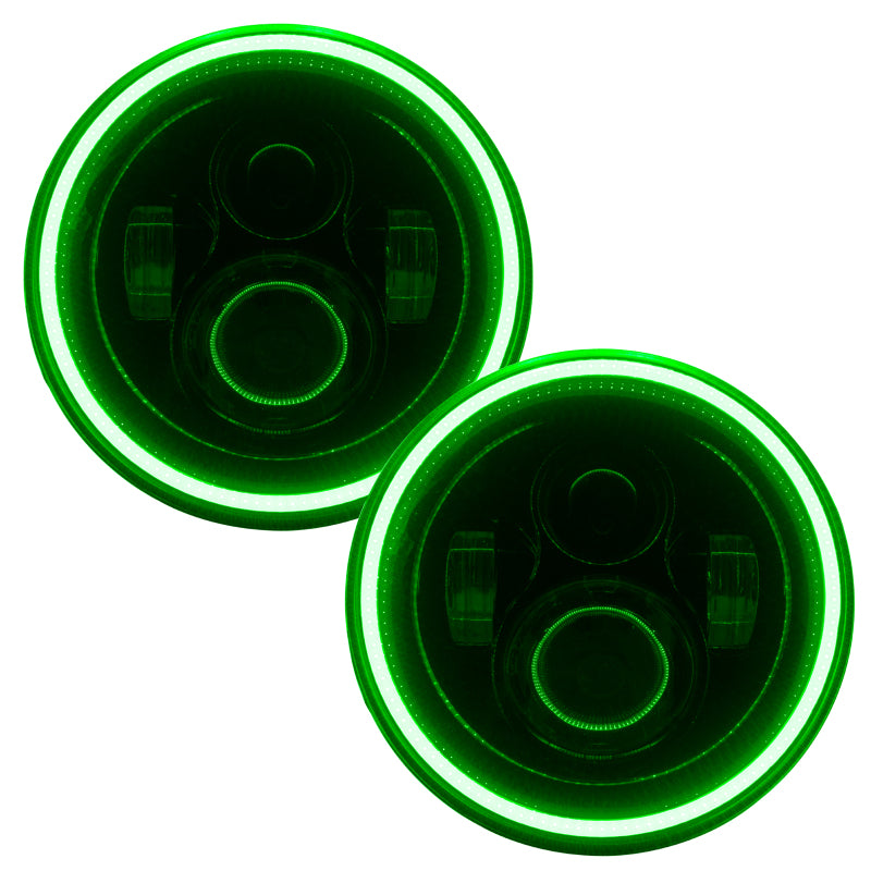Oracle 7in High Powered LED Headlights - Black Bezel - Green Oracle 7in High Powered LED Headlights - Black Bezel - Green