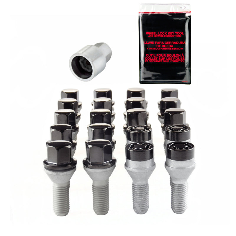 McGard 5 Lug Hex Install Kit w/Locks (Cone Seat Bolt) M12X1.25 / 17mm Hex / 25.6mm Shank L. - Black McGard 5 Lug Hex Install Kit w/Locks (Cone Seat Bolt) M12X1.25 / 17mm Hex / 25.6mm Shank L. - Black