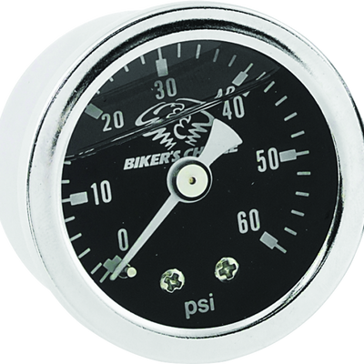 Bikers Choice Black Face Liquid Filled Oil Pressure Gauge 0-60 Psi 1/8 NPT