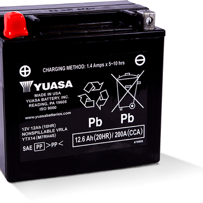 Yuasa YTX14 Maintenance Free AGM 12 Volt Battery