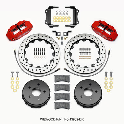 Wilwood Narrow Superlite 4R Rear Kit 12.88in Drilled Red 2007-up Jeep JK w/Lines