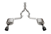 Corsa 24+ Ford MustangGT Sport Cat-Back Ex.Sys 3.0in Dual Rear Exit w/4.5in Blk PVD Pro Series Tips