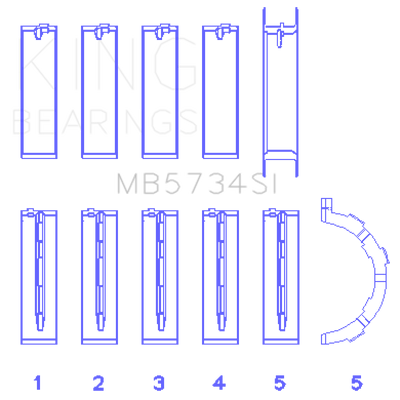 King Engine Bearings Ford 302 Cid Coyote (Size +0.5mm) Main Bearing Set