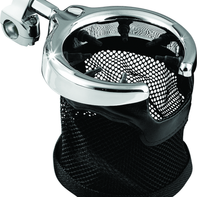 Kuryakyn Drink Holder with Mesh Basket 1-1/4 inch Clamp Chrome