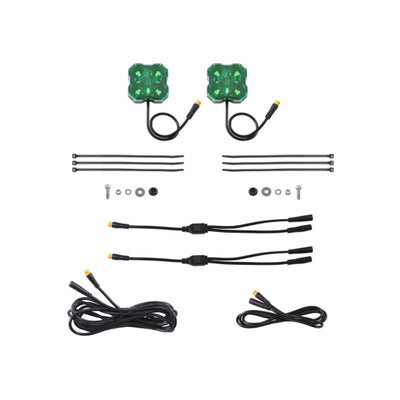 Diode Dynamics Stage Series Single Color LED Rock Light - Green M8 (2-pack)