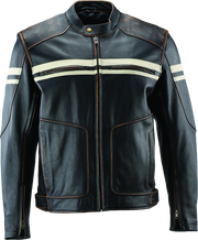 River Road Hoodlum Vintage Leather Jacket Black - Large