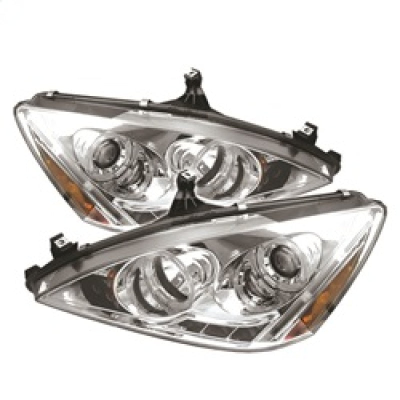 Spyder Honda Accord 03-07 Projector Headlights LED Halo Amber Reflector LED Chrm PRO-YD-HA03-AM-C