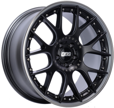 BBS CH-RII 21x9.5 5x112 Satin Black Wheel w/ Polished SS Lip w/ Motorsport Etch
