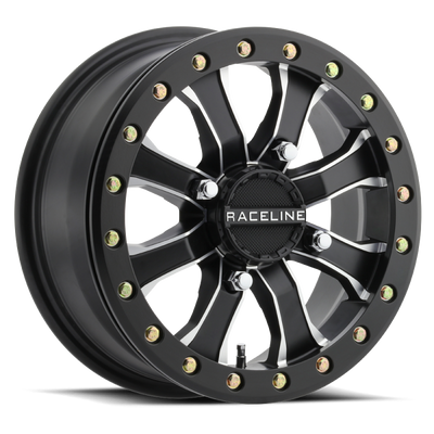 Raceline A71MB Mamba 15x6in/4x137 BP/40mm Offset/110.18mm Bore - Black & Machined Beadlock Wheel