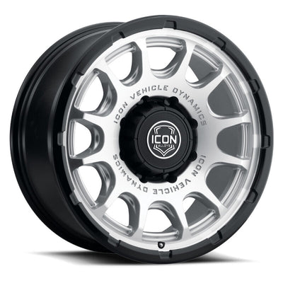 ICON Alloys Rancho 20x9 / 8x180 / 12mm / 5.5in BS Silver Machined w/ Gloss Black Lip Wheel