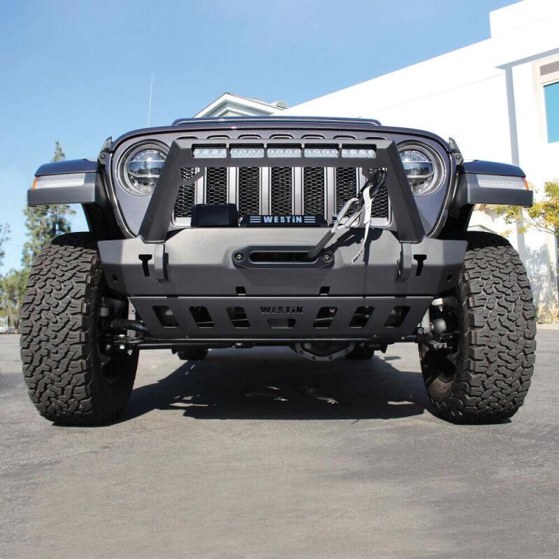 Westin 18-19 Jeep Wrangler JL WJ2 Stubby Front Bumper - Textured Black