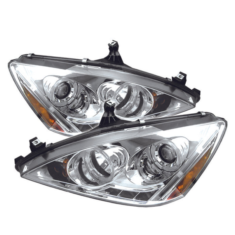 Spyder Honda Accord 03-07 Projector Headlights LED Halo Amber Reflector LED Chrm PRO-YD-HA03-AM-C