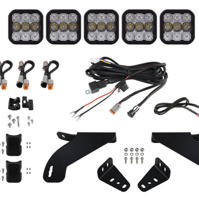 Diode Dynamics 21-22 Ford F-150 SS5 Grille CrossLink Lightbar Kit - Sport - White Combo