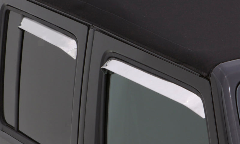 AVS 07-18 Jeep Wrangler Ventshade Front & Rear Window Deflectors 4pc - Stainless