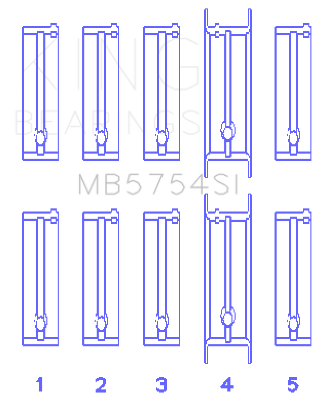 King Engine Bearings Chevrolet 121Ci/Ln2 134Ci Fl O/S 010 (Size +0.50mm) Main Bearing Set