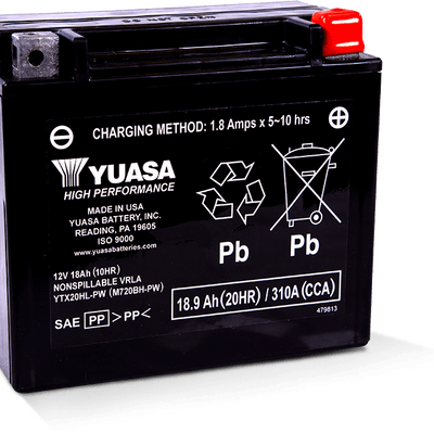 Yuasa YTX20HL-PW Maintenance Free AGM 12 Volt Battery
