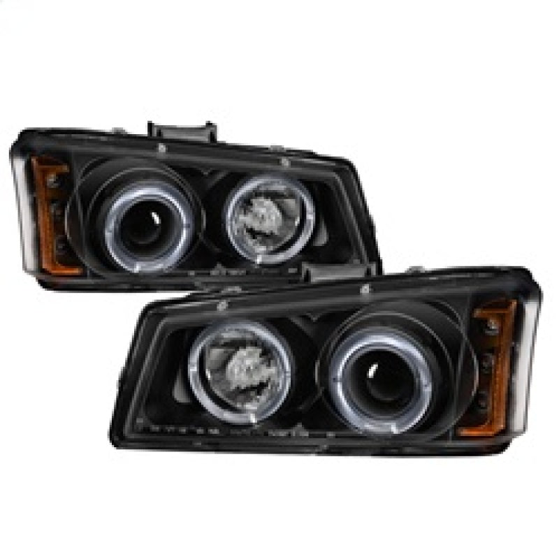 Spyder Chevy Silverado 1500 03-06 Projector LED Halo LED Amber Reflector Blk PRO-YD-CS03-AM-BK