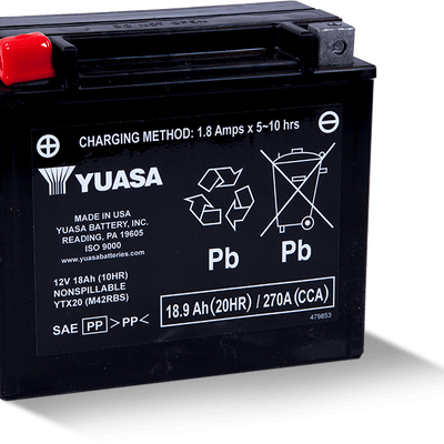 Yuasa YTX20 Maintenance Free AGM 12 Volt Battery