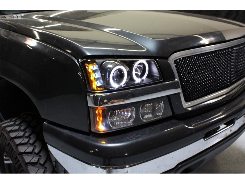 Spyder Chevy Silverado 1500 03-06 Projector LED Halo LED Amber Reflector Blk PRO-YD-CS03-AM-BK