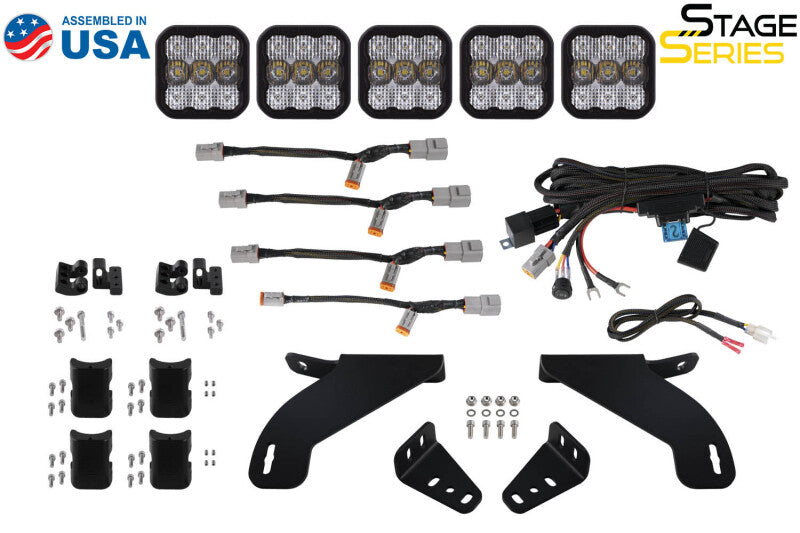 Diode Dynamics 21-22 Ford F-150 SS5 Grille CrossLink Lightbar Kit - Sport - White Combo