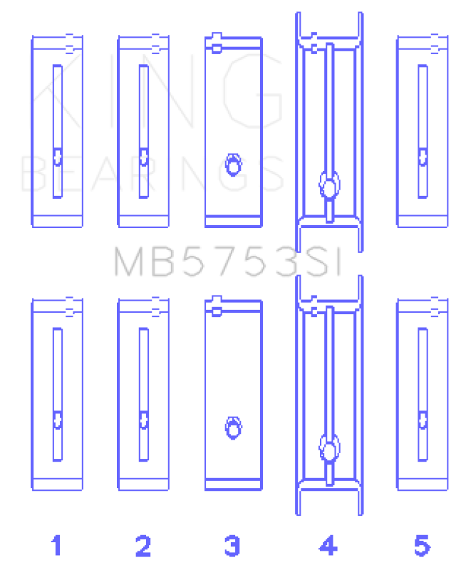 King Engine Bearings Chevrolet/Isuzu Ohv Ln2 Fl O/S 010 (Size +0.50mm) Main Bearing Set