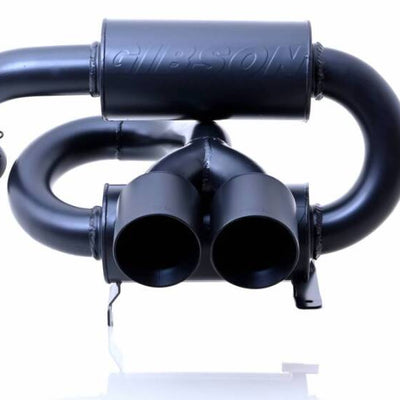 Gibson 2024 Cam-Am Maverick R 4in. T304 Stainless Round Dual Wall Slash-Cut Tip - Black Ceramic