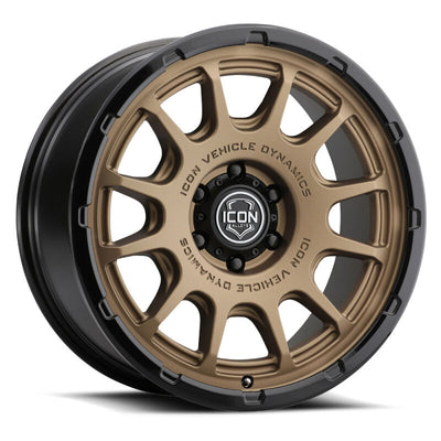 ICON Alloys Rancho 20x9 / 6x5.5 / 16mm / 5.625in BS Satin Bronze w/ Gloss Black Lip Wheel