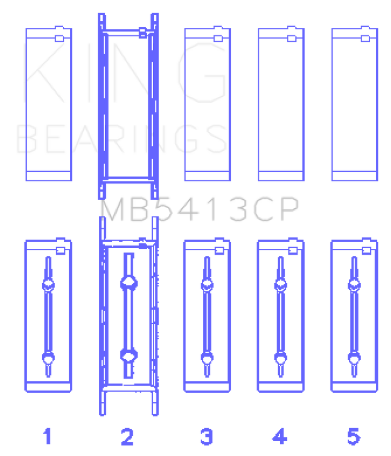 King Engine Bearings Opel LNF/LSJ/L42/61/Z22SE Crankshaft Main Bearing Set (Set of 5)