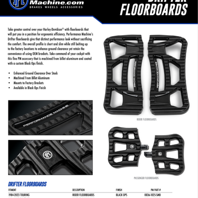 Performance Machine Floorboard Assembly Passenger Drifter - Black Ops