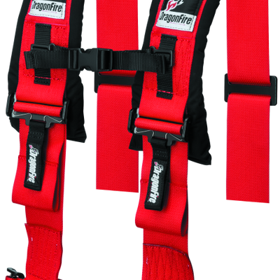 DragonFire Racing Harness- H-Style- 4-Point- 3in Buckle- Red