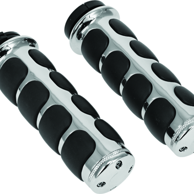 Kuryakyn Premium ISO Grips Without Throttle Boss Dual Cable Chrome