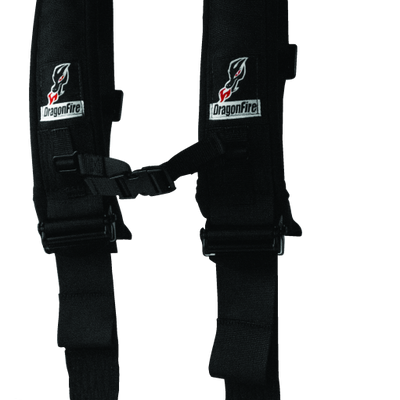 DragonFire Racing Harness H-Style- 4-Point- EZ-Adjust- 3in Buckle- Black