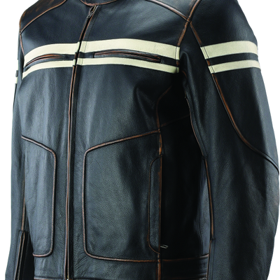 River Road Hoodlum Vintage Leather Jacket Black - Small