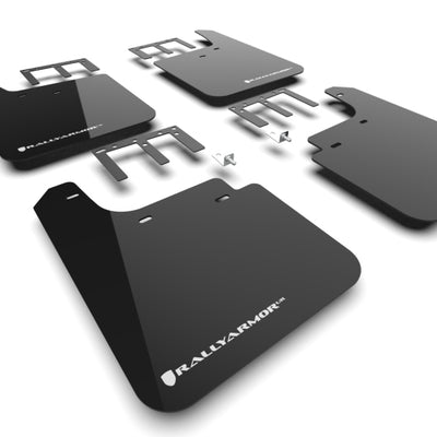 Rally Armor 19-26 Gen 4 Chevy Silverado 1500 Black UR Mud Flap White Logo