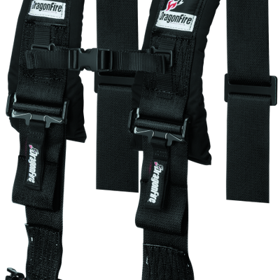 DragonFire Racing Harness- H-Style- 4-Point- 3in Buckle- Black