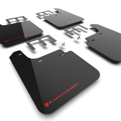 Rally Armor 19-26 Gen 4 Chevy Silverado 1500 Black UR Mud Flap Metallic Red Logo