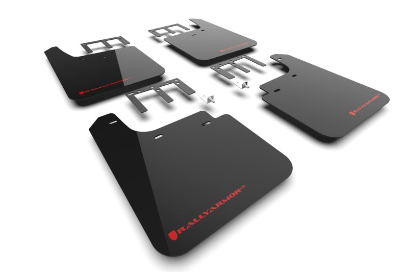 Rally Armor 19-26 Gen 4 Chevy Silverado 1500 Black UR Mud Flap Metallic Red Logo