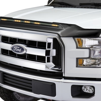 AVS 2015-2019 Ford F150 Aeroskin Low Profile Hood Shield w/ Lights - Black
