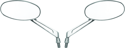 BikeMaster Oval Mirror Machined Arm w/10mm/Yam 10mm/HD Adapters - Pair - Chrome