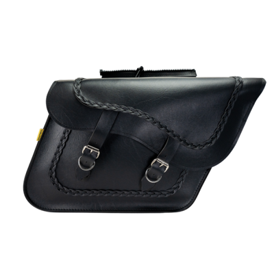 Willie & Max Universal Braided Large Slant Saddlebags (16 in L x 11 in H x 6.5 in W) - Black