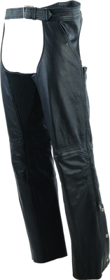 River Road Plains Leather Chaps Black - Large