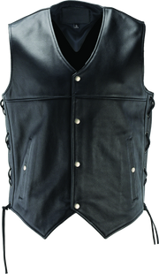 River Road Old Skool Leather Vest Black - 4XL