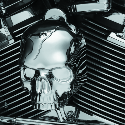 Kuryakyn Skull Horn Cover 17-Up With Waterfall Style Horn Chrome