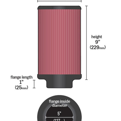 K&N Filter 2 1/4inch 10 Degree Flange 16 1/4inch x 4inch - 4 1/2inch Height