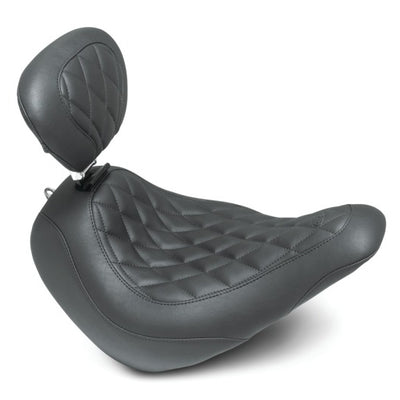 Mustang 18-21 Harley Low Rider, Sport Glide Wide Tripper Solo Seat w/DBR Diamond Stitch - Black