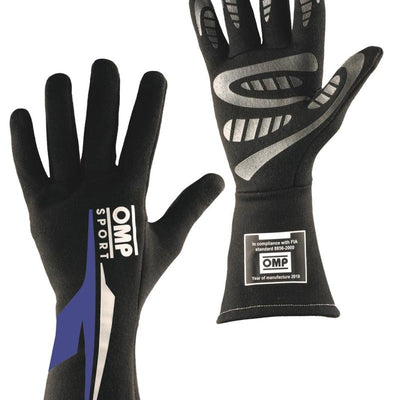 OMP Os 60 Gloves Black/- XLarge (Blue) (Fia/Sfi)